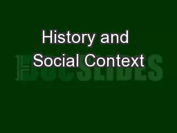 History and Social Context