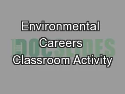 Environmental Careers Classroom Activity
