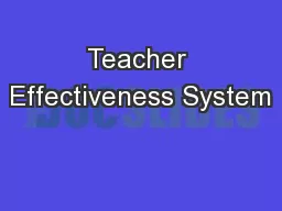 Teacher Effectiveness System