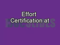 Effort Certification at