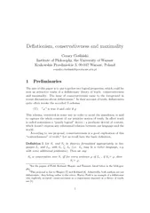 Deationism conservativeness and maximality Cezary Cies