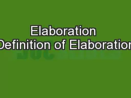 Elaboration Definition of Elaboration