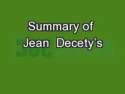 Summary of Jean  Decety’s