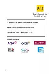 A guide to the s pecial onsideration process General a