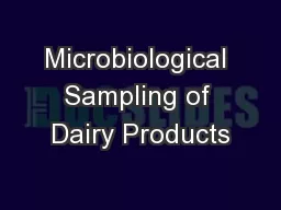 Microbiological Sampling of Dairy Products
