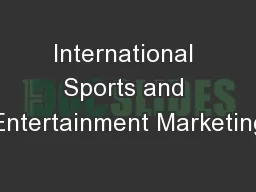 International Sports and Entertainment Marketing