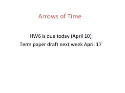 Arrows of Time HW6 is due today (April 10)