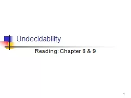 1 Undecidability Reading: Chapter 8 & 9