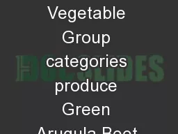 Washington Grown Vegetable Seasonality Chart by Healthier US School Challenge Vegetable