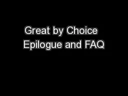 Great by Choice  Epilogue and FAQ