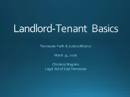 Landlord-Tenant Basics Tennessee Faith & Justice Alliance