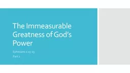 The Immeasurable Greatness of God’s Power