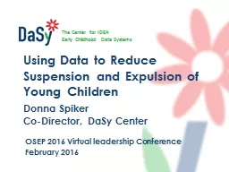 Using Data  to Reduce Suspension and Expulsion of Young Children