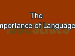 The Importance of Languages
