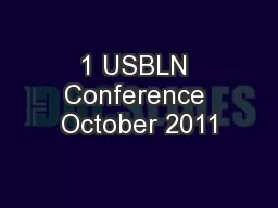 1 USBLN Conference October 2011