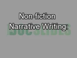 Non-fiction Narrative Writing: