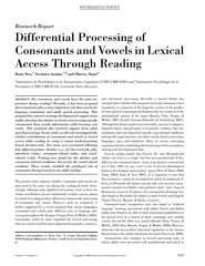 Research Report Differential Processing of Consonants