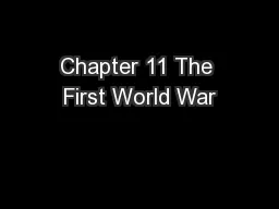 Chapter 11 The First World War