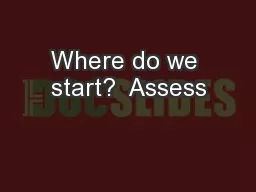 Where do we start?  Assess