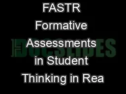 FASTR Formative Assessments in Student Thinking in Rea