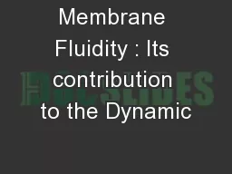 Membrane Fluidity : Its contribution to the Dynamic