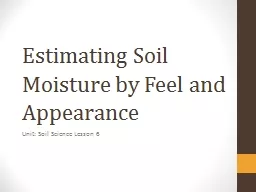 Estimating Soil Moisture by Feel and Appearance