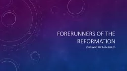 Forerunners of the reformation