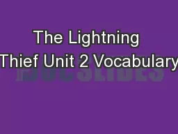 The Lightning Thief Unit 2 Vocabulary