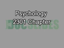 Psychology 2301 Chapter