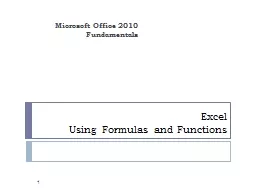 Excel  Using  Formulas and Functions