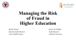 Managing the Risk  of Fraud in