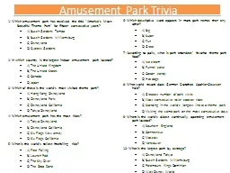 Amusement Park Trivia 1: