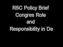 RSC Policy Brief Congres Role and Responsibility in De