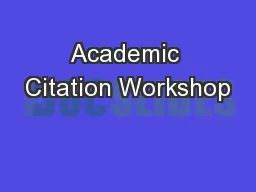 Academic Citation Workshop