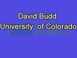 David Budd University  of Colorado