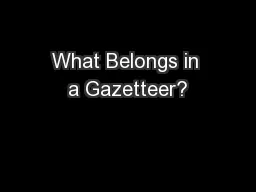 What Belongs in a Gazetteer?
