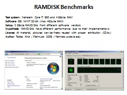 RAMDISK Benchmarks Test system: