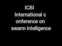 ICSI  International c onference on swarm intelligence
