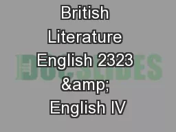 British Literature English 2323 & English IV