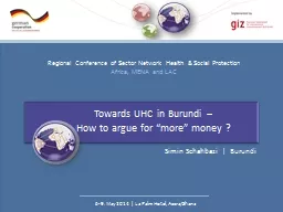Towards UHC in Burundi –