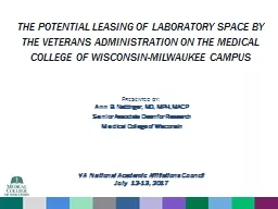 THE POTENTIAL LEASING OF LABORATORY SPACE BY                    THE VETERANS ADMINISTRATION