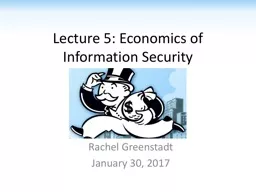 Lecture 5: Economics of Information Security