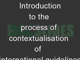 Lecture  1  –    Introduction to the process of contextualisation of  international