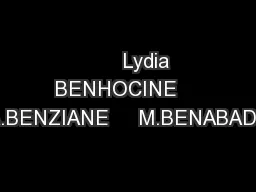        Lydia BENHOCINE    A.BENZIANE     M.BENABADJI