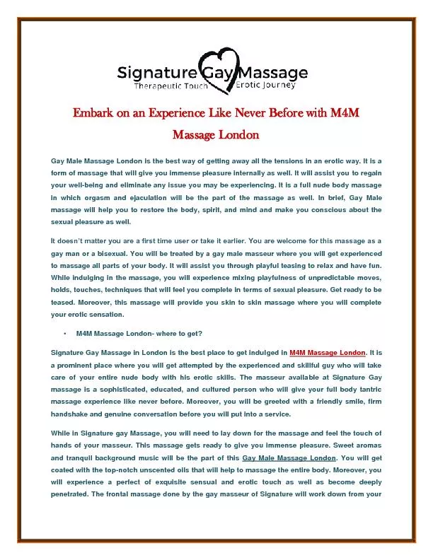 M4M Massage London