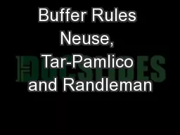 Buffer Rules Neuse, Tar-Pamlico and Randleman
