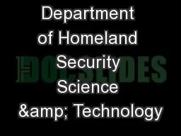 Department of Homeland Security Science & Technology