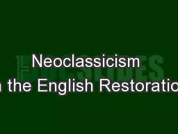 Neoclassicism in the English Restoration