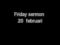 Friday sermon 20  februari