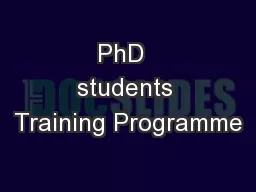 PhD  students Training Programme